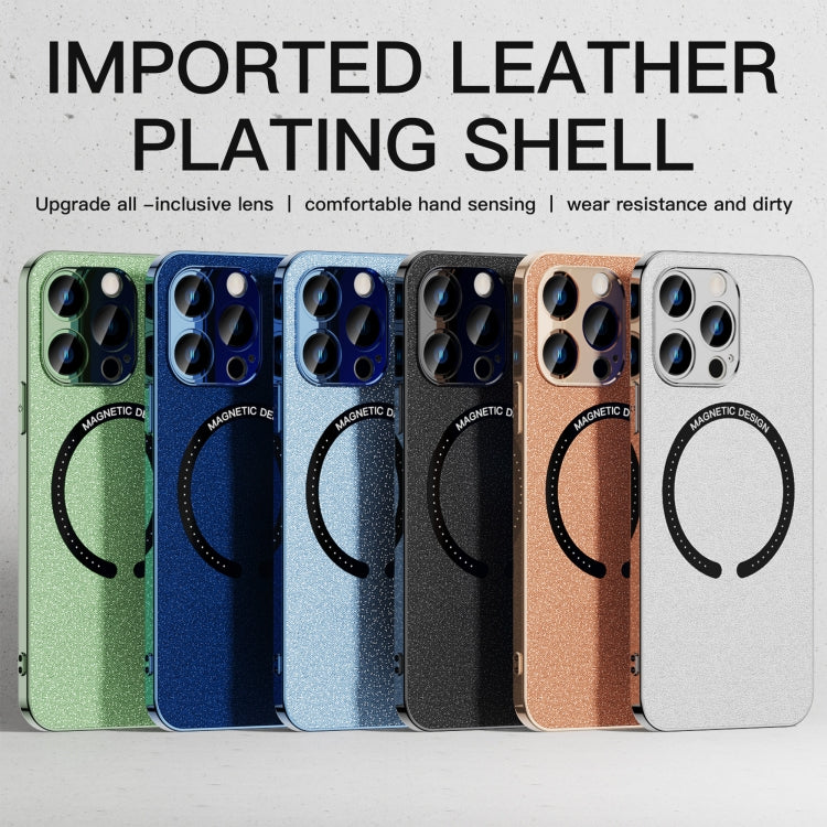 For iPhone 13 Pro Max Leather Electroplated Magsafe Case (Blue) - iPhone 13 Pro Max Cases by buy2fix | Online Shopping UK | buy2fix