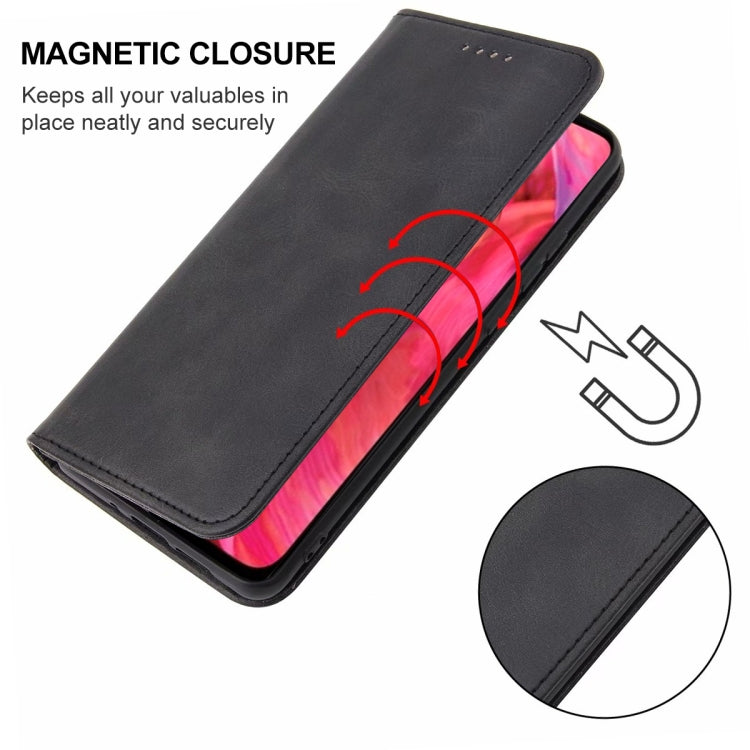 For OPPO A74 5G Magnetic Closure Leather Phone Case(Black) - OPPO Cases by buy2fix | Online Shopping UK | buy2fix