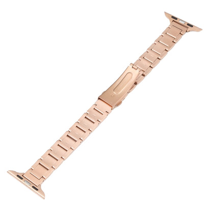 Three Beads Metal Watch Band For Apple Watch Ultra 49mm&Watch Ultra 2 49mm / Series 9&8&7 45mm / SE 3&SE 2&6&SE&5&4 44mm / 3&2&1 42mm(Rose Gold) - Watch Bands by buy2fix | Online Shopping UK | buy2fix