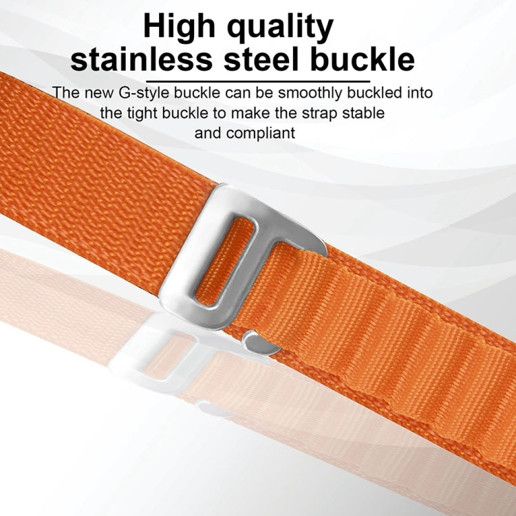 Nylon Watch Band For Apple Watch Series 8&7 45mm / SE 2&6&SE&5&4 44mm / 3&2&1 42mm (White+Orange) - Watch Bands by buy2fix | Online Shopping UK | buy2fix