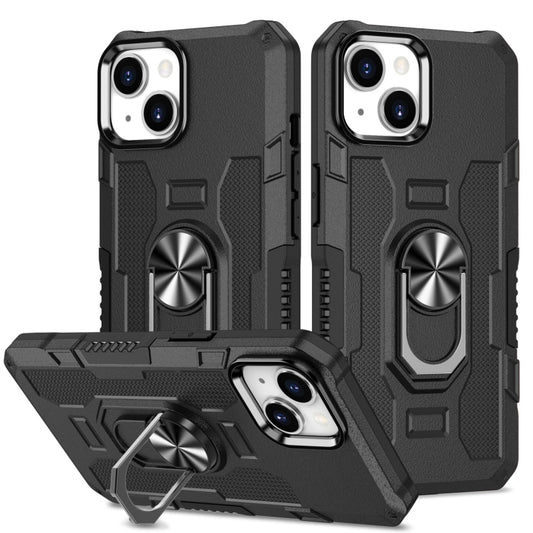 For iPhone 13 Ring Holder Armor Hybrid Phone Case(Black) - iPhone 13 Cases by buy2fix | Online Shopping UK | buy2fix