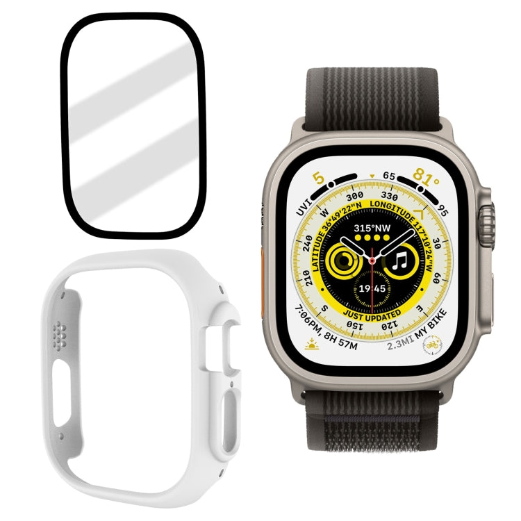 Tempered Glass Film Frosted PC Watch Case For Apple Watch Ultra 49mm / Apple Watch Ultra 2 49mm(White) - Watch Cases by buy2fix | Online Shopping UK | buy2fix