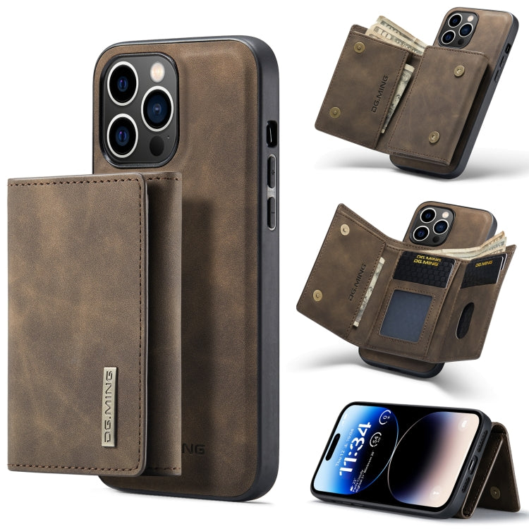 For iPhone 14 Pro Max DG.MING M1 Series 3-Fold Multi Card Wallet Leather Case(Coffee) - iPhone 14 Pro Max Cases by DG.MING | Online Shopping UK | buy2fix