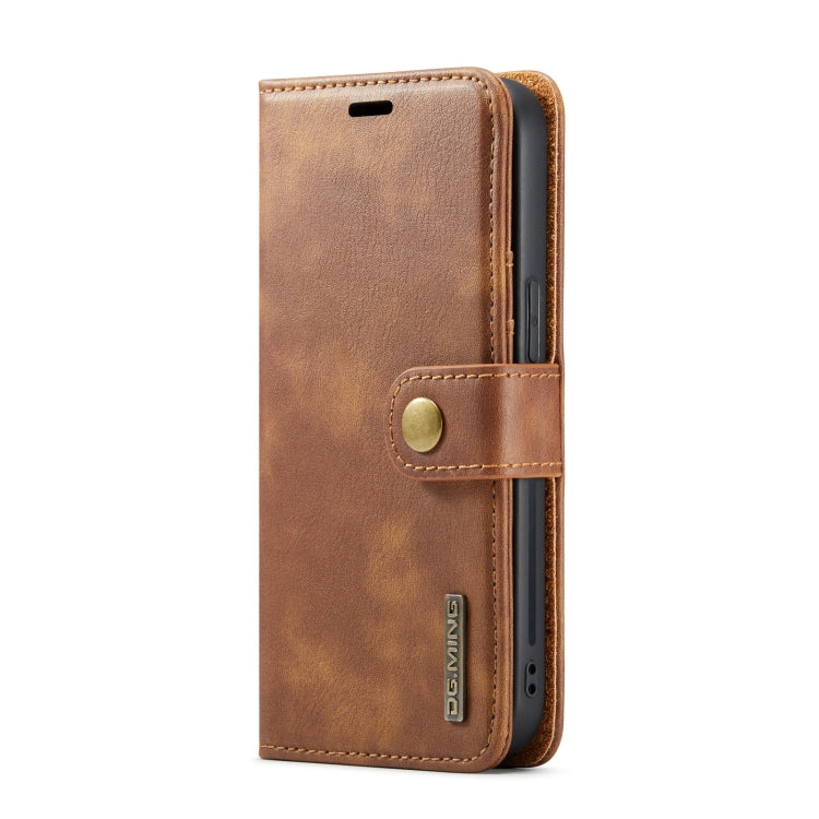 For iPhone 14 Plus DG.MING Crazy Horse Texture Detachable Magnetic Leather Case(Brown) - iPhone 14 Plus Cases by DG.MING | Online Shopping UK | buy2fix