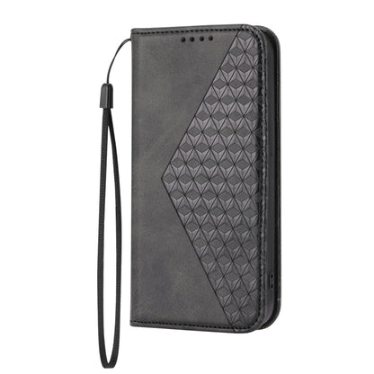 For Motorola Moto G32 Cubic Grid Calf Texture Magnetic Closure Leather Phone Case(Black) - Motorola Cases by buy2fix | Online Shopping UK | buy2fix