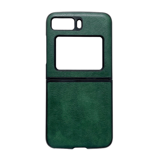 For Motorola Moto Razr 2022 Two-color Litchi Texture PU Phone Case(Green) - Motorola Cases by buy2fix | Online Shopping UK | buy2fix