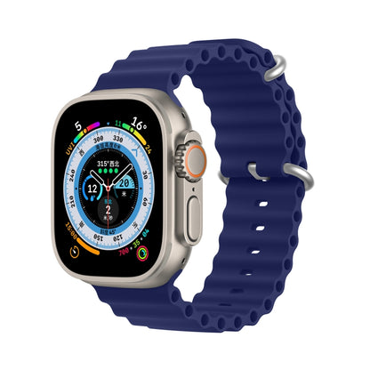 DUX DUCIS Sea Wave Silicone Watch Band For Apple Watch Series 8&7 41mm / SE 2&6&SE&5&4 40mm / 3&2&1 38mm(Blue) - Watch Bands by DUX DUCIS | Online Shopping UK | buy2fix