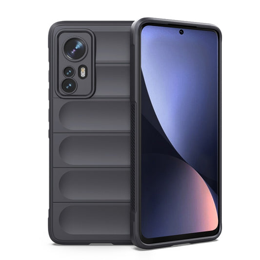 For Xiaomi 12 Magic Shield TPU + Flannel Phone Case(Dark Grey) - Xiaomi Cases by buy2fix | Online Shopping UK | buy2fix