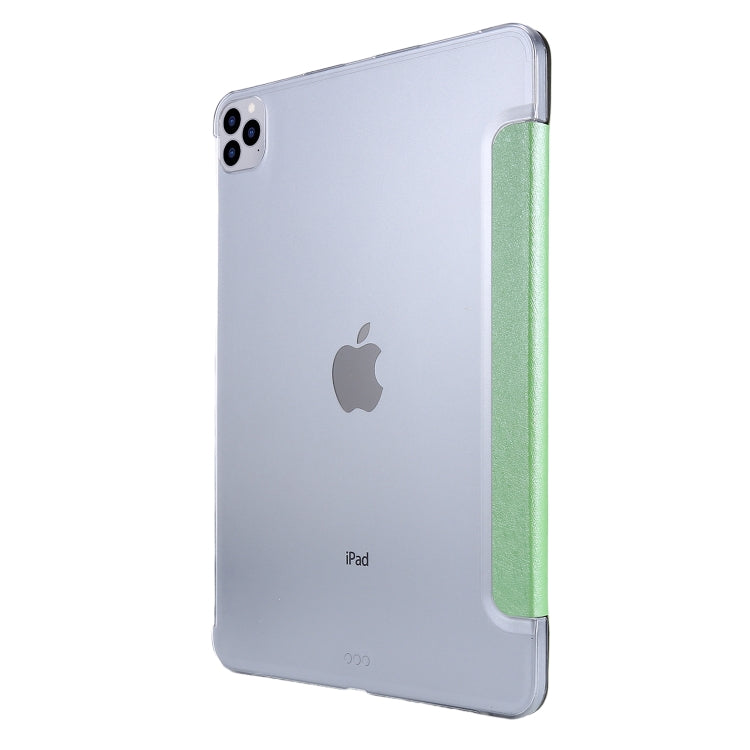 For iPad Air 13 2024 / Pro 12.9 2020 TPU Silk Texture Three-fold Horizontal Flip Leather Tablet Case with Holder(Green) - iPad Pro 12.9 (2020) Cases by buy2fix | Online Shopping UK | buy2fix