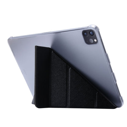 For iPad Air 13 2024 / Pro 12.9 2020 Silk Texture Horizontal Deformation Flip Leather Tablet Case with Three-folding Holder(Black) - iPad Pro 12.9 (2020) Cases by buy2fix | Online Shopping UK | buy2fix