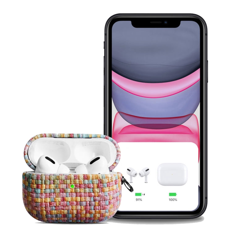 For AirPods 1 / 2 Weave Texture PU Shockproof Earphone Protective Case with Hook(Rainbow) - For AirPods 1/2 by buy2fix | Online Shopping UK | buy2fix