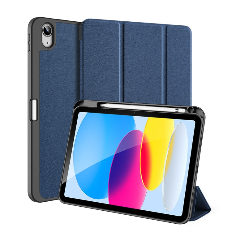 For iPad 10th Gen 10.9 2022 DUX DUCIS Domo Series Magnetic Flip Leather Tablet Case(Blue) - iPad 10th Gen 10.9 Cases by DUX DUCIS | Online Shopping UK | buy2fix