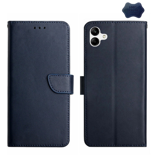 For Samsung Galaxy A04E Genuine Leather Fingerprint-proof Flip Phone Case(Blue) - Galaxy Phone Cases by buy2fix | Online Shopping UK | buy2fix