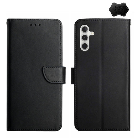 For Samsung Galaxy A14 5G Genuine Leather Fingerprint-proof Flip Phone Case(Black) - Galaxy Phone Cases by buy2fix | Online Shopping UK | buy2fix