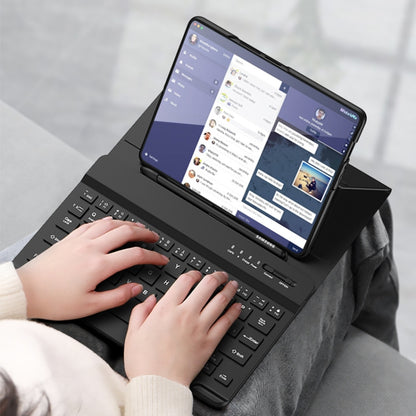 For Samsung Galaxy Z Fold3 5G Magnetic Folding Bluetooth Keyboard Leather Case(Black) - Samsung Keyboard by buy2fix | Online Shopping UK | buy2fix