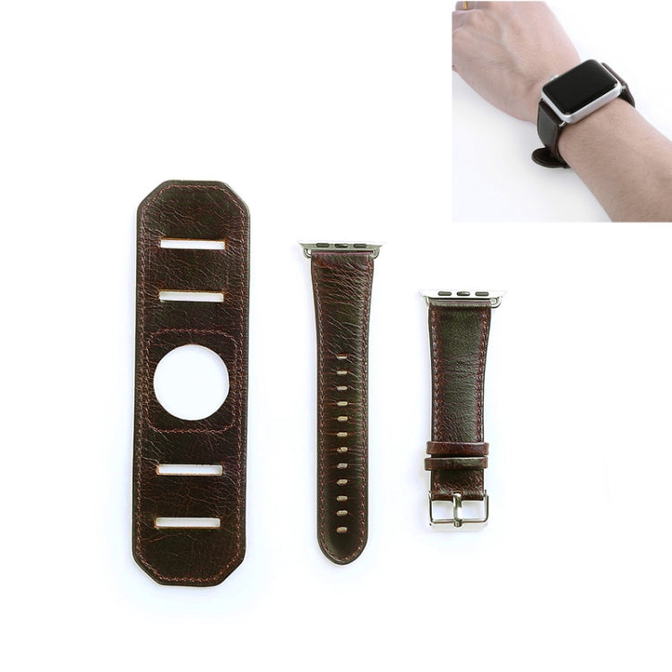 For Apple Watch 5 & 4 44mm / 3 & 2 & 1 42mm Crazy Horse Texture Bracelet Watch Band(Dark Brown) - Watch Bands by buy2fix | Online Shopping UK | buy2fix