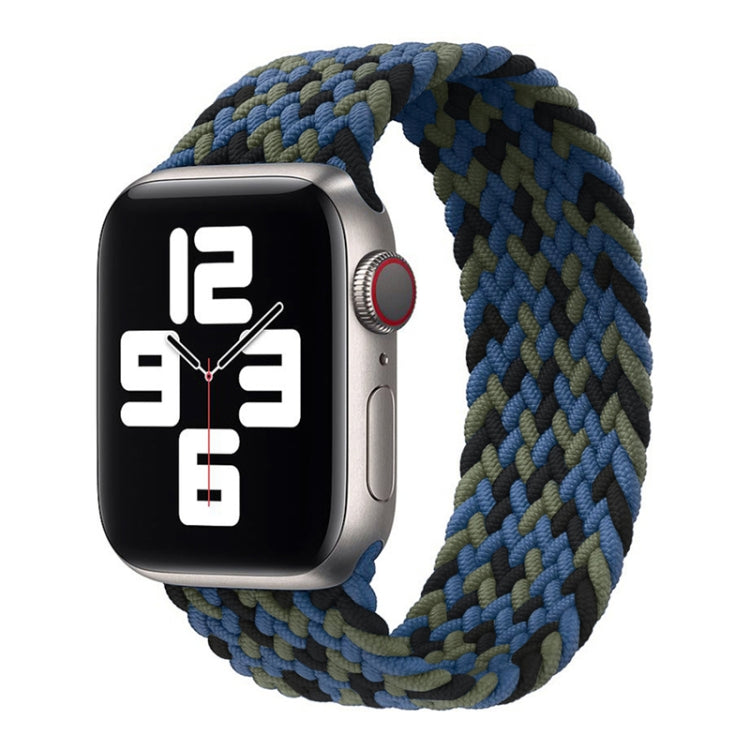 Nylon Single-turn Braided Watch Band For Apple Watch Ultra 49mm&Watch Ultra 2 49mm / Series 9&8&7 45mm / SE 3&SE 2&6&SE&5&4 44mm / 3&2&1 42mm, Length:135mm(Blue Camouflage) - Watch Bands by buy2fix | Online Shopping UK | buy2fix