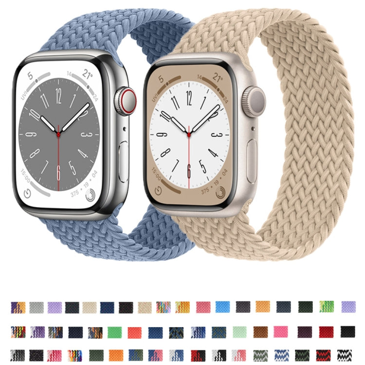 Nylon Single-turn Braided Watch Band For Apple Watch Ultra 49mm / Series 8&7 45mm / SE 2&6&SE&5&4 44mm / 3&2&1 42mm, Length:155mm(Denim Colorful) - Watch Bands by buy2fix | Online Shopping UK | buy2fix