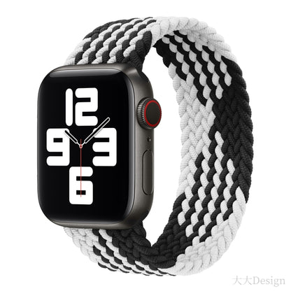 Nylon Single-turn Braided Watch Band For Apple Watch Ultra 49mm&Watch Ultra 2 49mm / Series 9&8&7 45mm / SE 3&SE 2&6&SE&5&4 44mm / 3&2&1 42mm, Length:165mm(Z Black White) - Watch Bands by buy2fix | Online Shopping UK | buy2fix