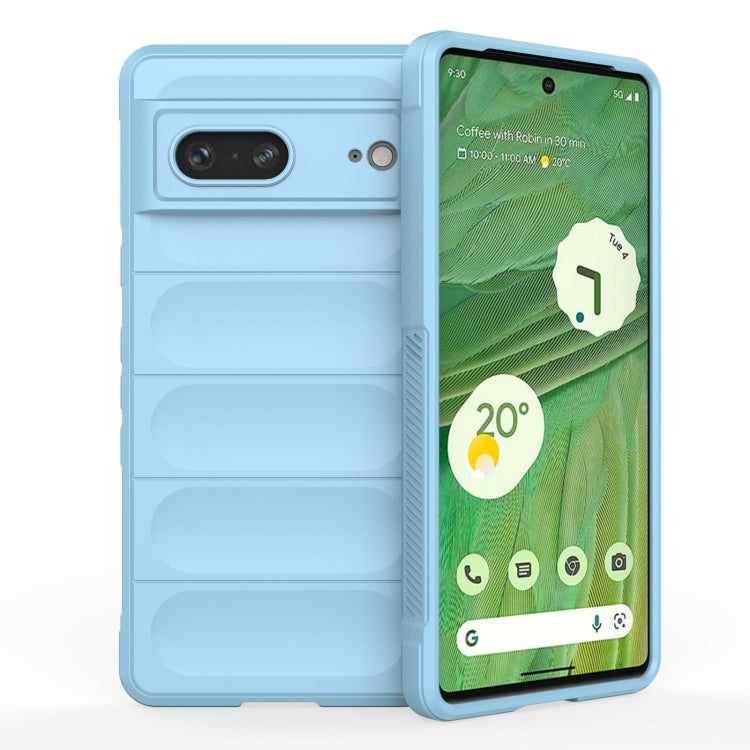 For Google Pixel 7 Magic Shield TPU + Flannel Phone Case(Light Blue) - Google Cases by buy2fix | Online Shopping UK | buy2fix