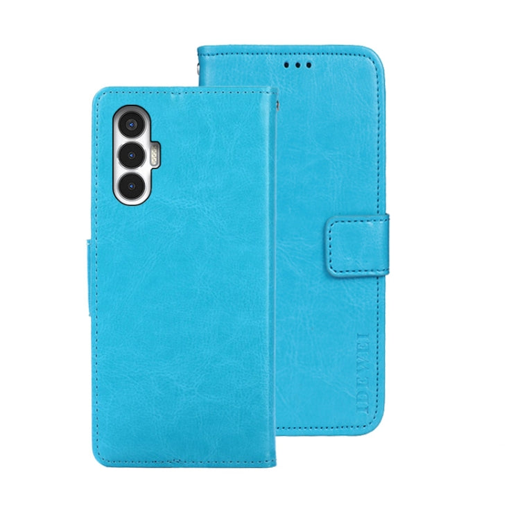 For Tecno Pova 3 idewei Crazy Horse Texture Leather Phone Case(Sky Blue) - Tecno Cases by idewei | Online Shopping UK | buy2fix