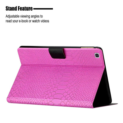 For Samsung Galaxy Tab S6 Lite Solid Color Crocodile Texture Leather Smart Tablet Case(Rose Red) - Tab S6 Lite P610 / P615 by buy2fix | Online Shopping UK | buy2fix