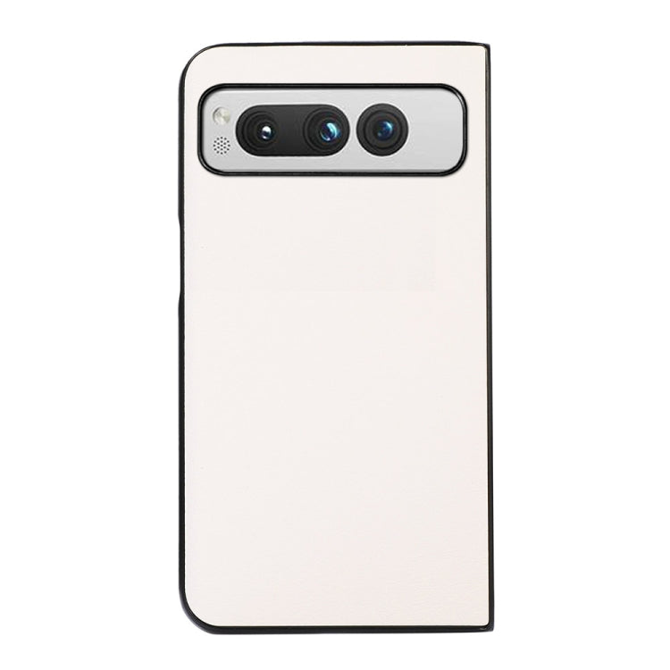 For Google Pixel Fold Two-color Litchi Texture PU Phone Case(White) - Google Cases by buy2fix | Online Shopping UK | buy2fix