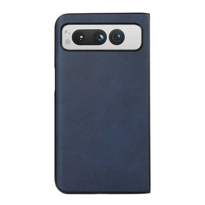 For Google Pixel Fold Two-color Calf Texture Shockproof Phone Case(Blue) - Google Cases by buy2fix | Online Shopping UK | buy2fix