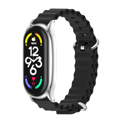 For Xiaomi Mi Band 6 / 5 / 4 / 3 MIJOBS PLUS Marine Silicone Breathable Watch Band(Black Silver) - Watch Bands by MIJOBS | Online Shopping UK | buy2fix