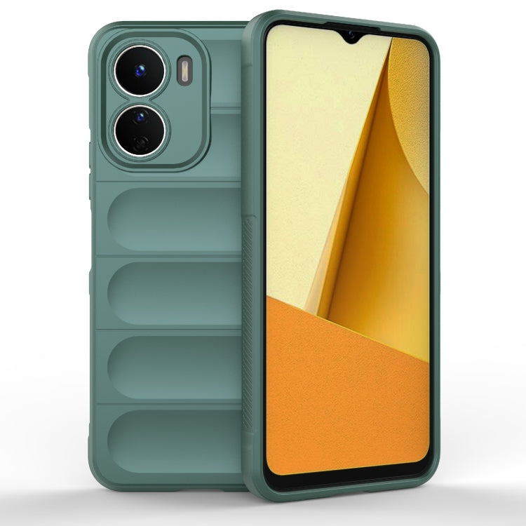 For vivo Y16 4G Global Magic Shield TPU + Flannel Phone Case(Dark Green) - vivo Cases by buy2fix | Online Shopping UK | buy2fix