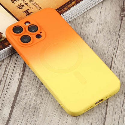 For iPhone 14 Plus Liquid TPU Silicone Gradient MagSafe Phone Case(Orange Yellow) - iPhone 14 Plus Cases by buy2fix | Online Shopping UK | buy2fix