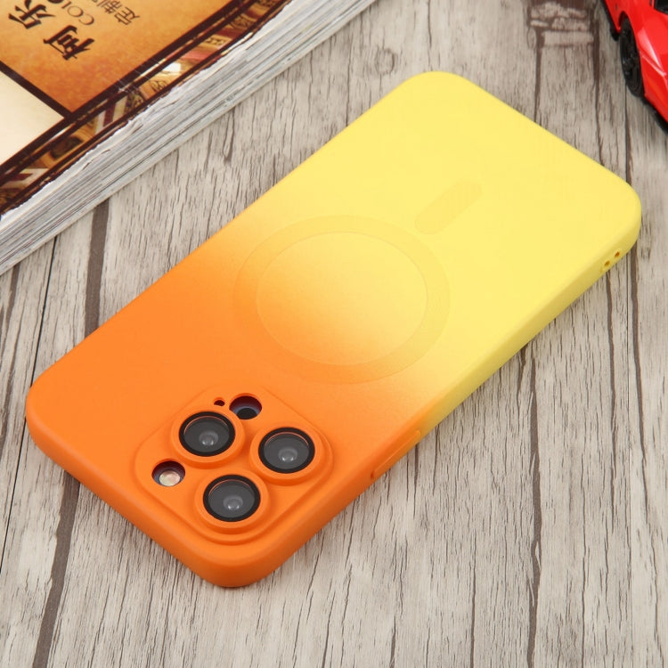 For iPhone 12 Pro Liquid TPU Silicone Gradient MagSafe Phone Case(Orange Yellow) - iPhone 12 / 12 Pro Cases by buy2fix | Online Shopping UK | buy2fix