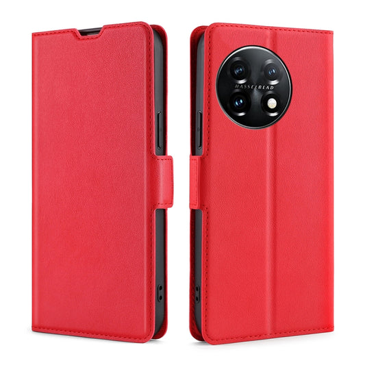 For OnePlus 11 Ultra-thin Voltage Side Buckle Horizontal Flip Leather Phone Case(Red) - OnePlus Cases by buy2fix | Online Shopping UK | buy2fix