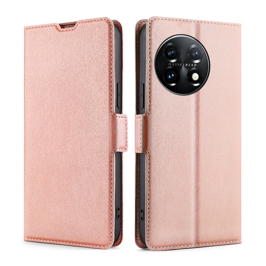 For OnePlus 11 Ultra-thin Voltage Side Buckle Horizontal Flip Leather Phone Case(Rose Gold) - OnePlus Cases by buy2fix | Online Shopping UK | buy2fix