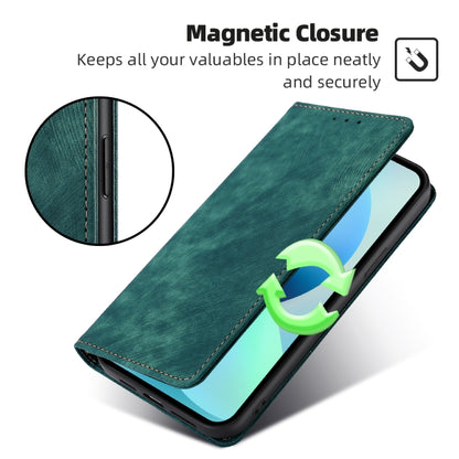 For OnePlus 11 RFID Anti-theft Brush Magnetic Leather Phone Case(Green) - OnePlus Cases by buy2fix | Online Shopping UK | buy2fix