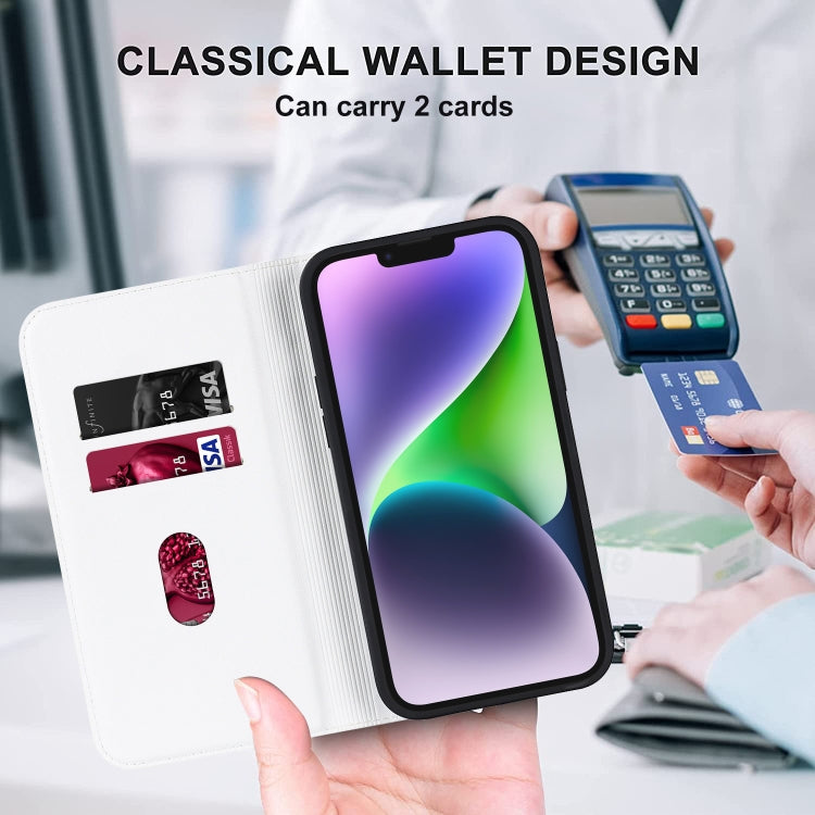 For iPhone 14 Plus Rhombic MagSafe RFID Anti-Theft Wallet Leather Phone Case(White) - iPhone 14 Plus Cases by buy2fix | Online Shopping UK | buy2fix