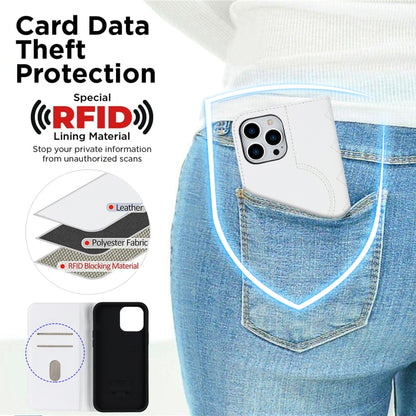 For iPhone 13 Pro Rhombic MagSafe RFID Anti-Theft Wallet Leather Phone Case(White) - iPhone 13 Pro Cases by buy2fix | Online Shopping UK | buy2fix