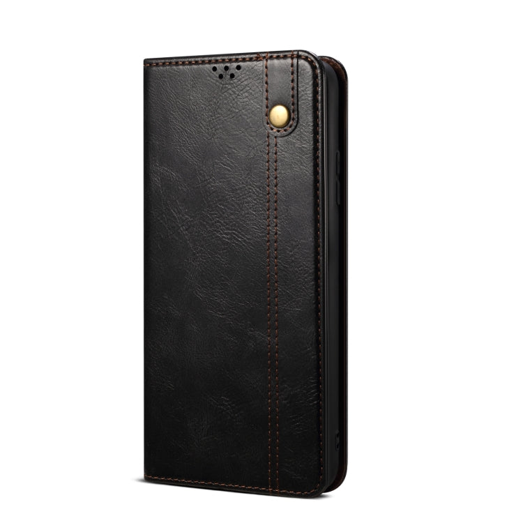 For OnePlus 11 Oil Wax Crazy Horse Texture Leather Phone Case(Black) - OnePlus Cases by buy2fix | Online Shopping UK | buy2fix