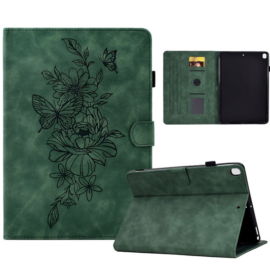 For Samsung Galaxy Tab A7 10.4 2020 T500 Peony Butterfly Embossed Leather Smart Tablet Case(Green) - Other Galaxy Tab PC by buy2fix | Online Shopping UK | buy2fix