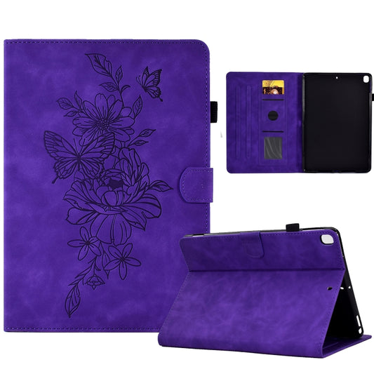 For Samsung Galaxy Tab A7 10.4 2020 T500 Peony Butterfly Embossed Leather Smart Tablet Case(Purple) - Other Galaxy Tab PC by buy2fix | Online Shopping UK | buy2fix