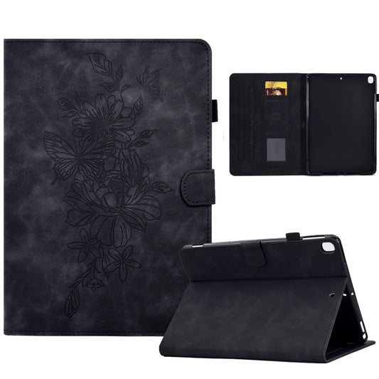 For Samsung Galaxy Tab A7 10.4 2020 T500 Peony Butterfly Embossed Leather Smart Tablet Case(Black) - Other Galaxy Tab PC by buy2fix | Online Shopping UK | buy2fix