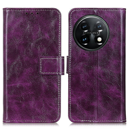 For OnePlus 11 5G Retro Crazy Horse Texture Leather Phone Case(Purple) - OnePlus Cases by buy2fix | Online Shopping UK | buy2fix