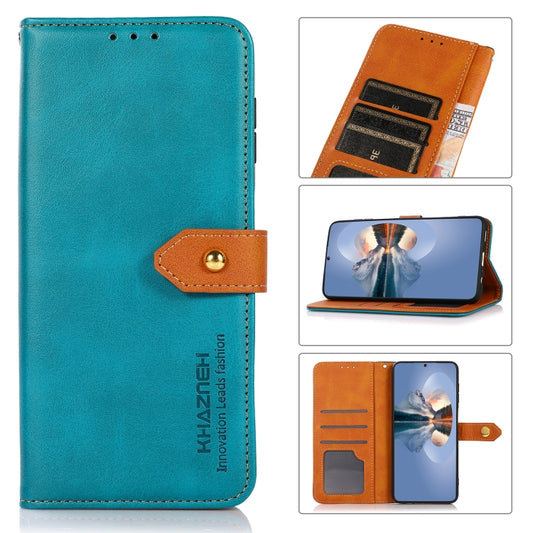 For OnePlus 11 5G KHAZNEH Dual-color Cowhide Texture Flip Leather Phone Case(Blue) - OnePlus Cases by buy2fix | Online Shopping UK | buy2fix