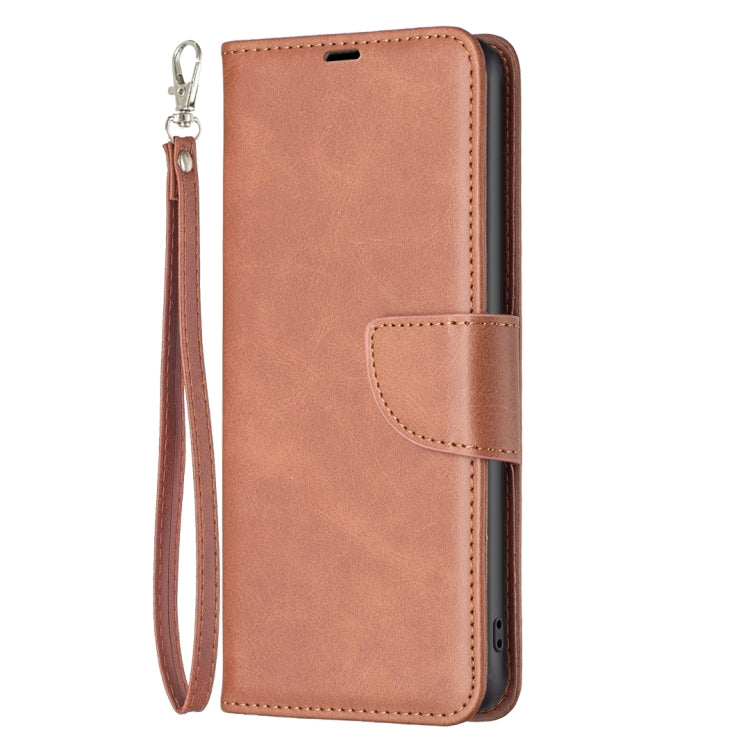 For Xiaomi Redmi A3 Lambskin Texture Pure Color Flip Leather Phone Case(Brown) - Xiaomi Cases by buy2fix | Online Shopping UK | buy2fix