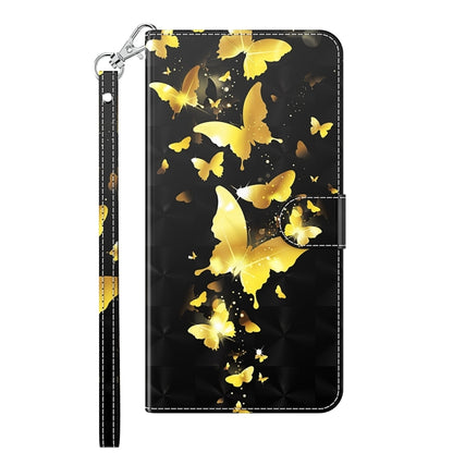 For Motorola Moto E13 3D Painting Pattern Leather Phone Case(Gold Butterfly) - Motorola Cases by buy2fix | Online Shopping UK | buy2fix