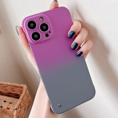 For iPhone 14 Pro Max Frameless Skin Feel Gradient Phone Case(Dark Purple + Grey) - iPhone 14 Pro Max Cases by buy2fix | Online Shopping UK | buy2fix