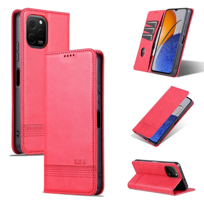 For Huawei nova Y61 AZNS Magnetic Calf Texture Flip Leather Phone Case(Red) - Huawei Cases by AZNS | Online Shopping UK | buy2fix