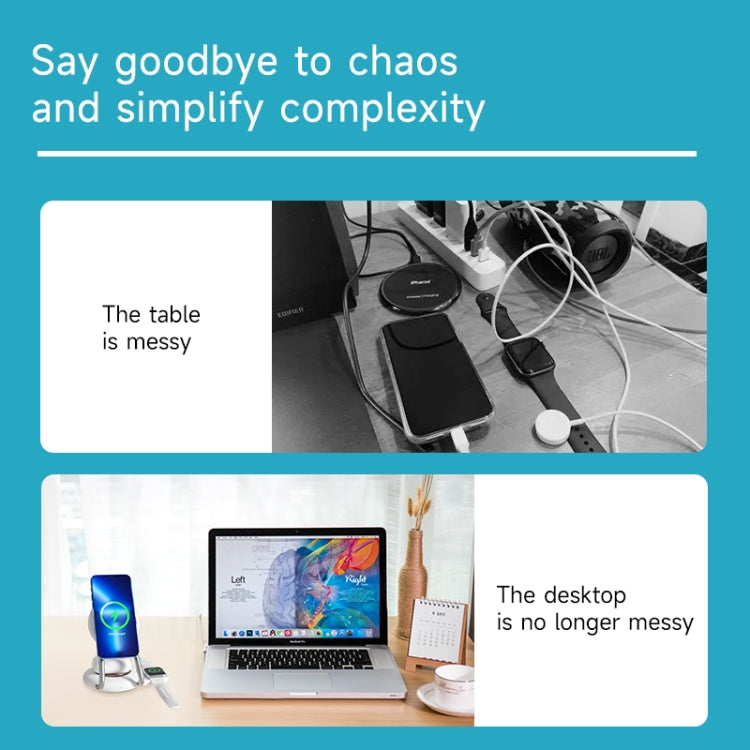 N21 15W 3 in 1 Transparent Magnetic Wireless Charger(Blue) - Wireless Charger by buy2fix | Online Shopping UK | buy2fix