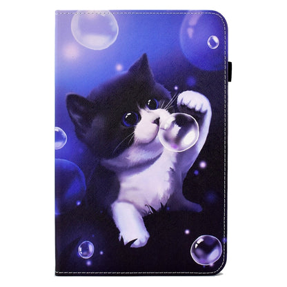 For Samsung Galaxy Tab S6 Lite P610 Colored Drawing Stitching Elastic Band Leather Smart Tablet Case(Bubble Cat) - Tab S6 Lite P610 / P615 by buy2fix | Online Shopping UK | buy2fix