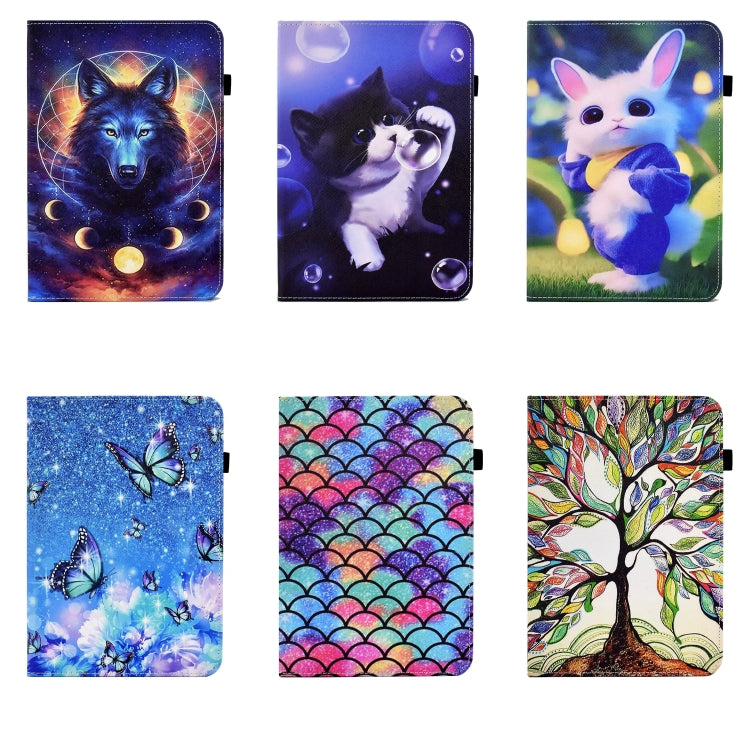 For Samsung Galaxy Tab S6 Lite P610 Colored Drawing Stitching Elastic Band Leather Smart Tablet Case(Cute Rabbit) - Tab S6 Lite P610 / P615 by buy2fix | Online Shopping UK | buy2fix